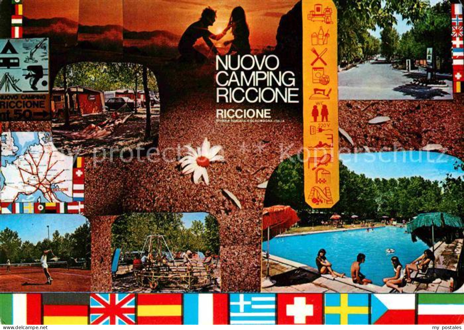 72735059 Riccione Nuovo Camping Swimming Pool Nationalflaggen Riccione - Autres & Non Classés