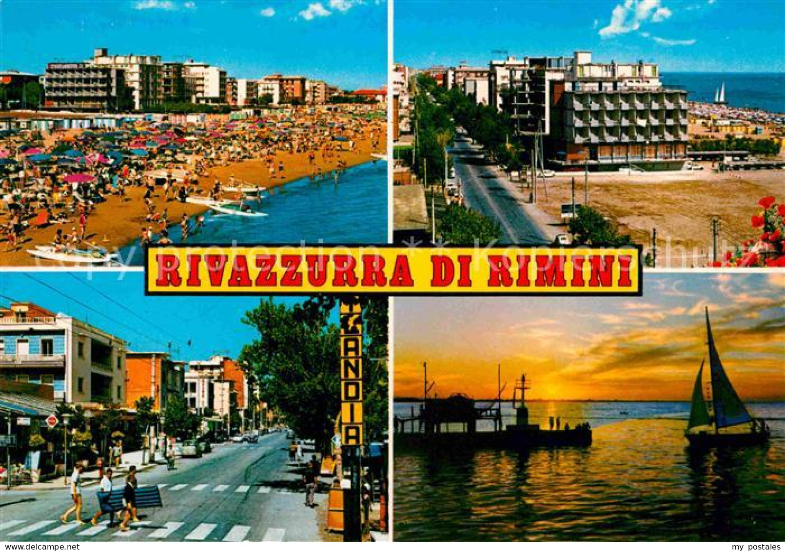 72735046 Rimini Strand Hotels Strassenpartie Sonnenuntergang Am Meer Rimini - Autres & Non Classés