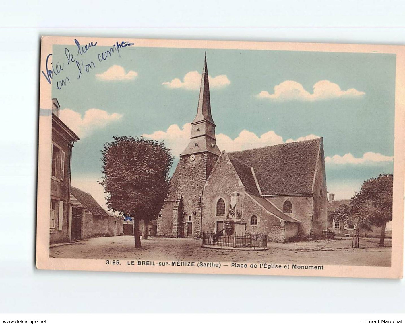 LE BREIL SUR MERIZE : Place De L'Eglise Et Monument - état - Andere & Zonder Classificatie