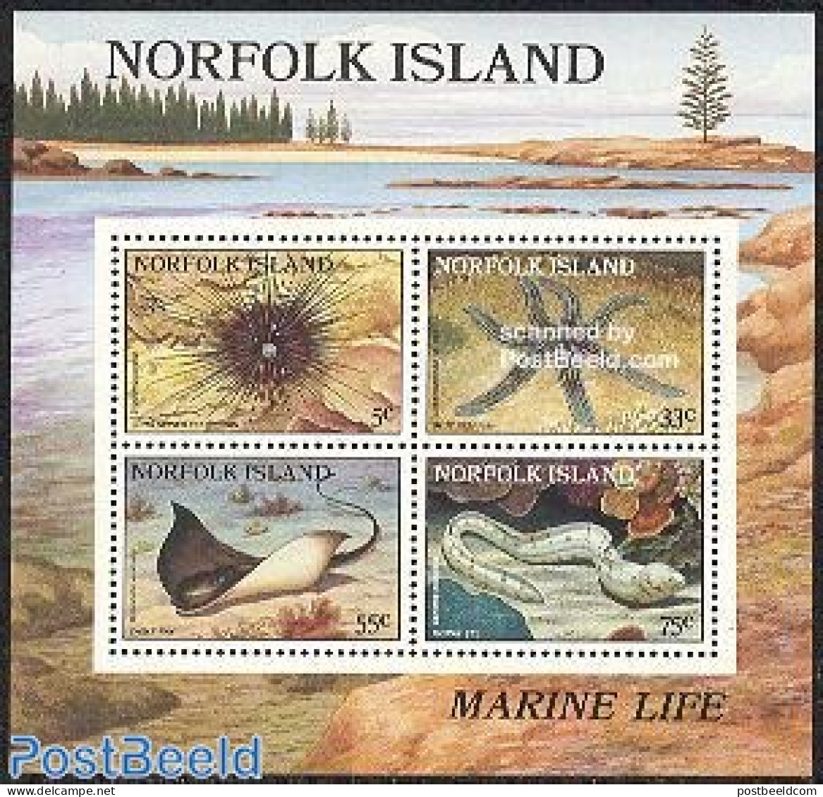 Norfolk Island 1986 Marine Life S/s, Mint NH, Nature - Fish - Shells & Crustaceans - Vissen