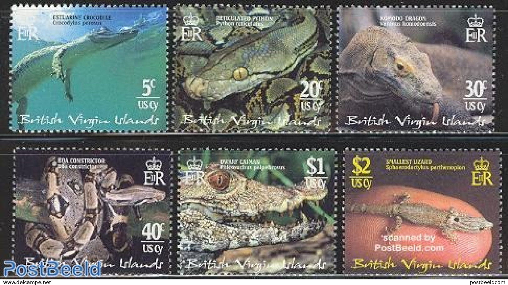Virgin Islands 2002 Reptiles 6v, Mint NH, Nature - Crocodiles - Reptiles - Snakes - British Virgin Islands