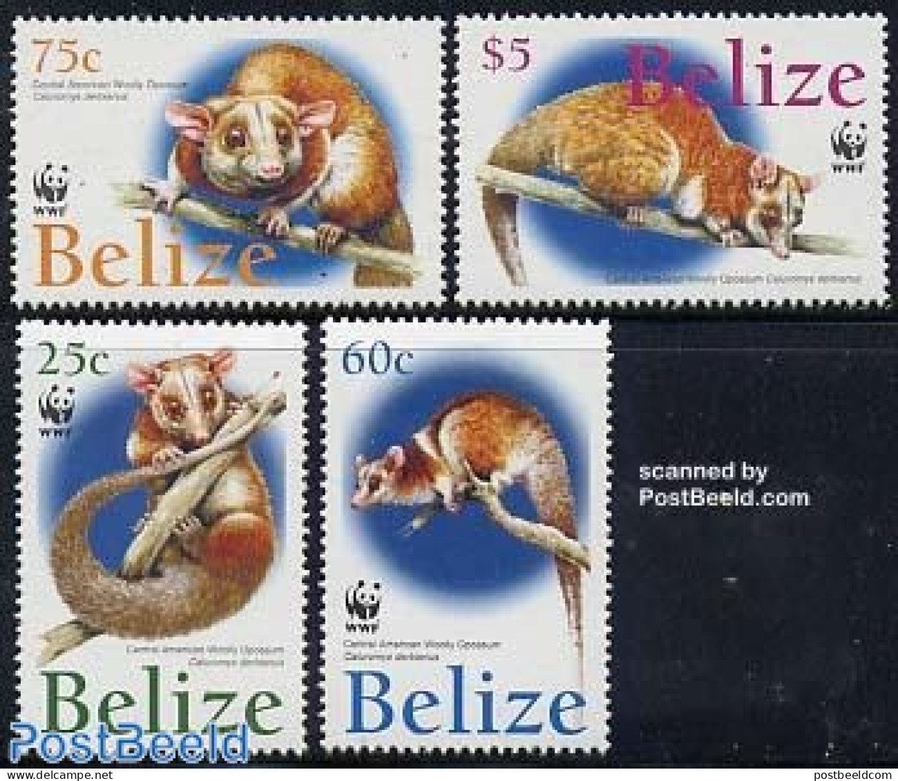 Belize/British Honduras 2004 WWF, Wooly Opossum 4v, Mint NH, Nature - Animals (others & Mixed) - World Wildlife Fund (.. - British Honduras (...-1970)