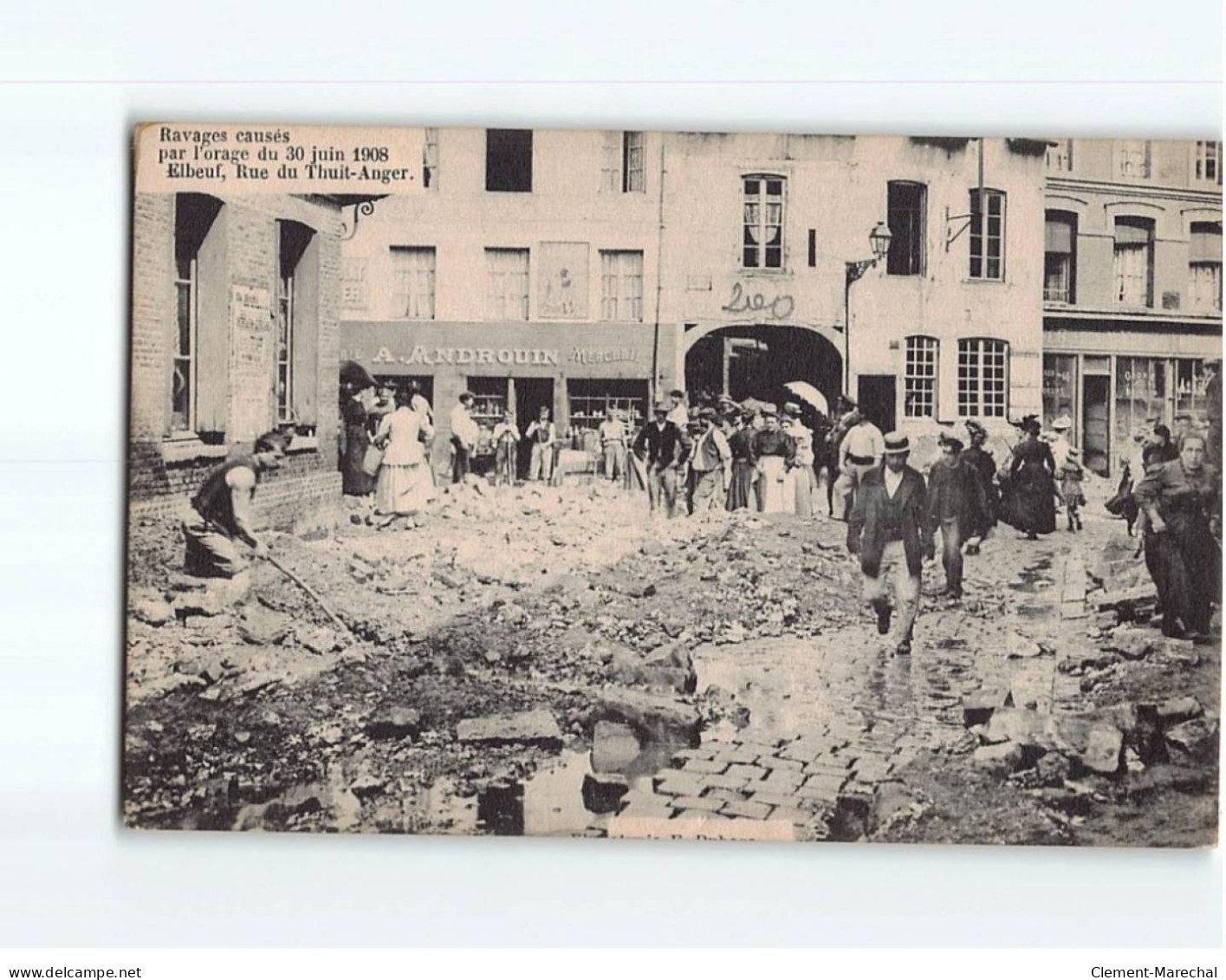 ELBEUF : Rue Du Thuit-Anger, Ravage Causés Par L'Orage De Juin 1908 - état - Elbeuf
