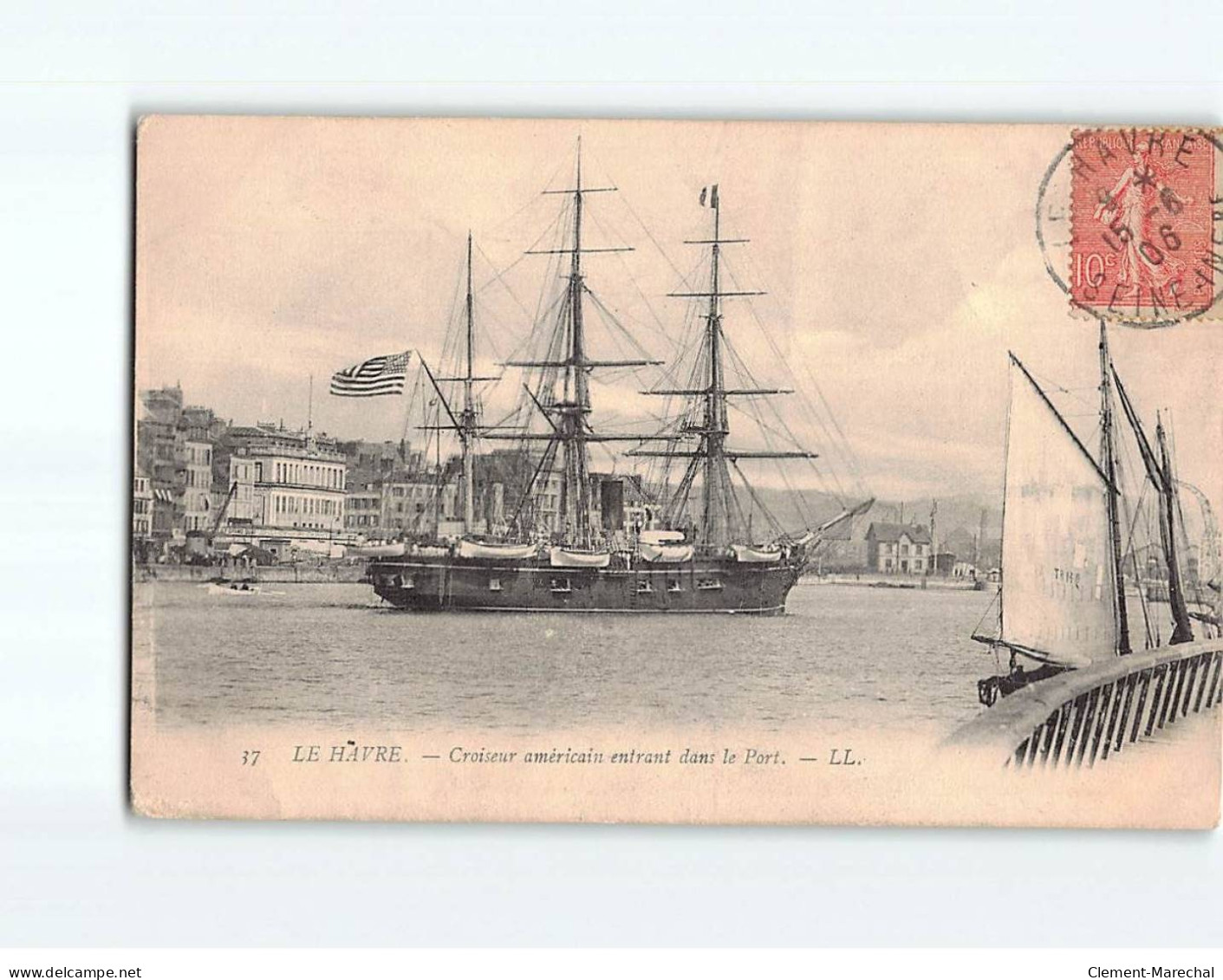 LE HAVRE : Croiseur Américain Entrant Dans Le Port - état - Harbour