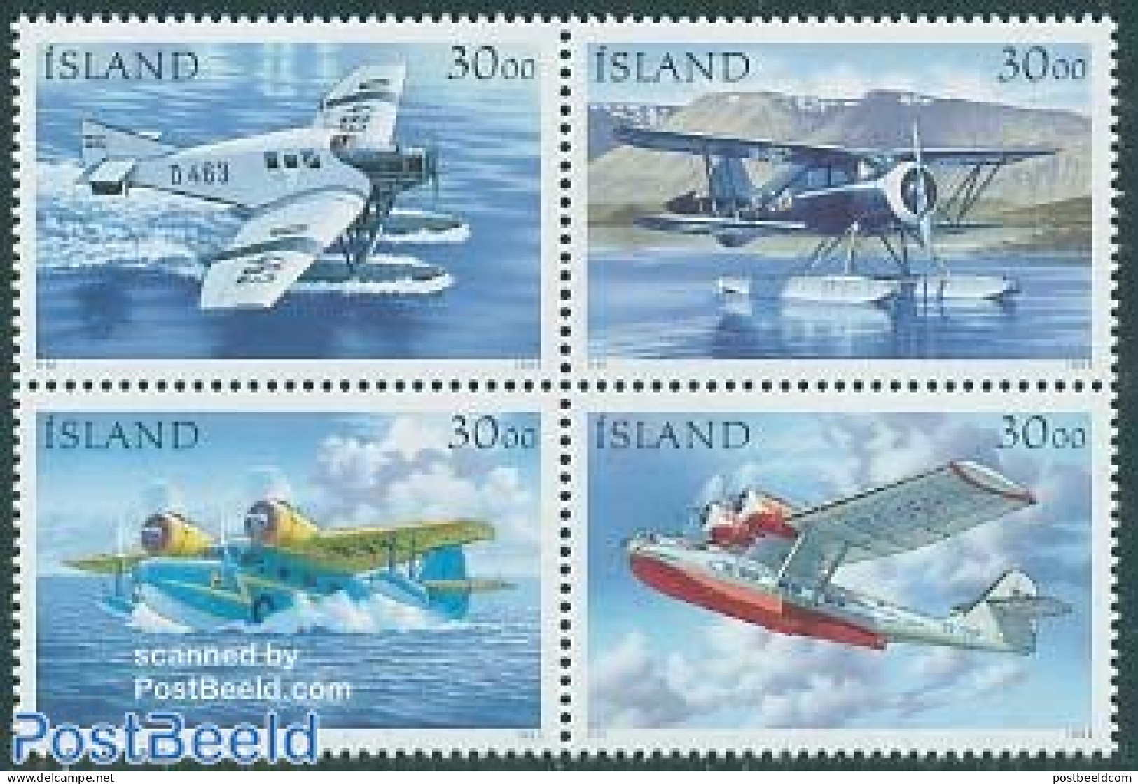Iceland 1993 Aeroplanes 4v [+], Mint NH, Transport - Post - Stamp Day - Aircraft & Aviation - Neufs