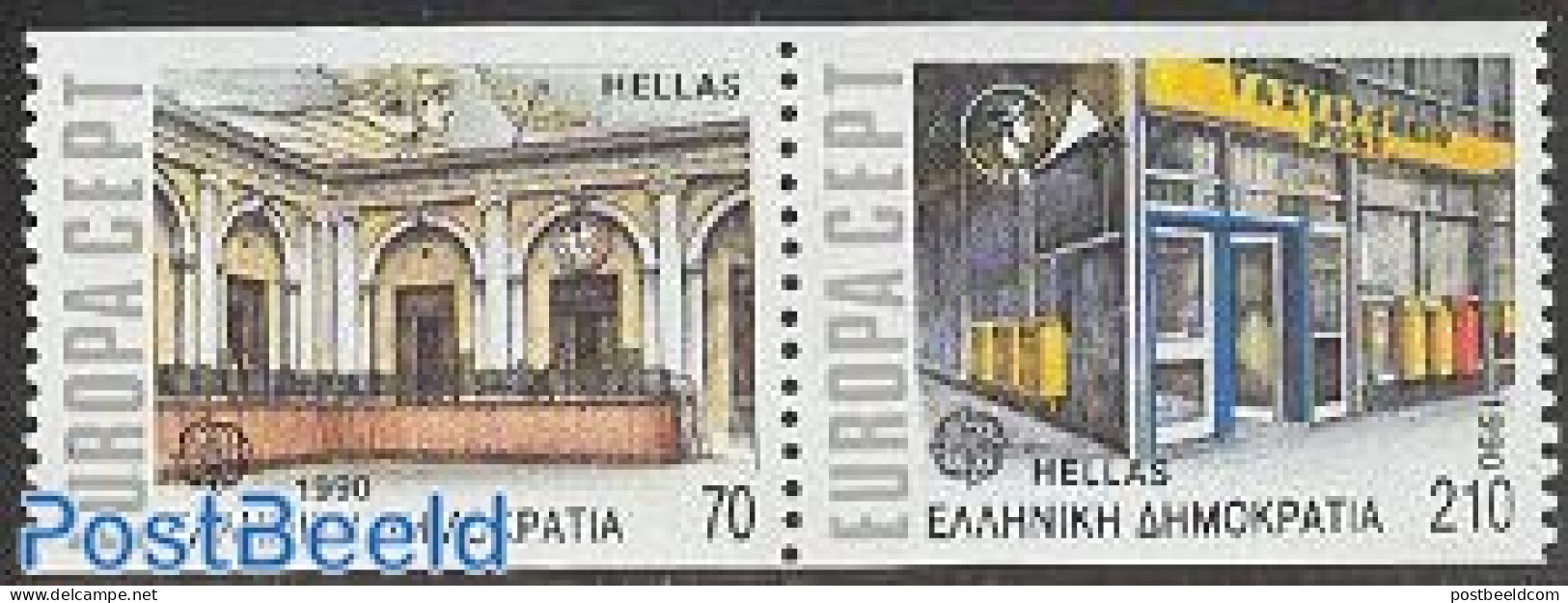 Greece 1990 Europa, Post Offices 2v Coil [:], Mint NH, History - Europa (cept) - Post - Neufs