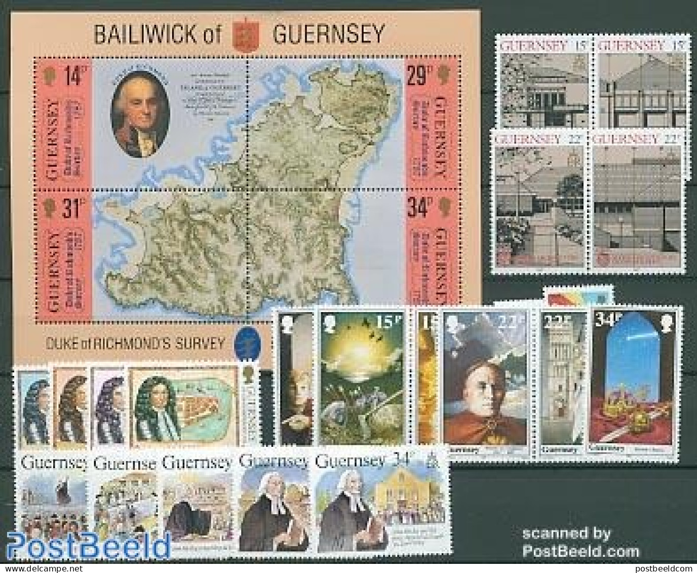 Guernsey 1987 Yearset 1987 (21v+1s/s), Mint NH, Various - Yearsets (by Country) - Unclassified