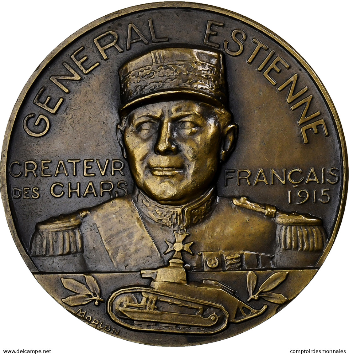 France, Médaille, Général Estienne, 1915, Bronze, Morlon, SPL - Andere & Zonder Classificatie