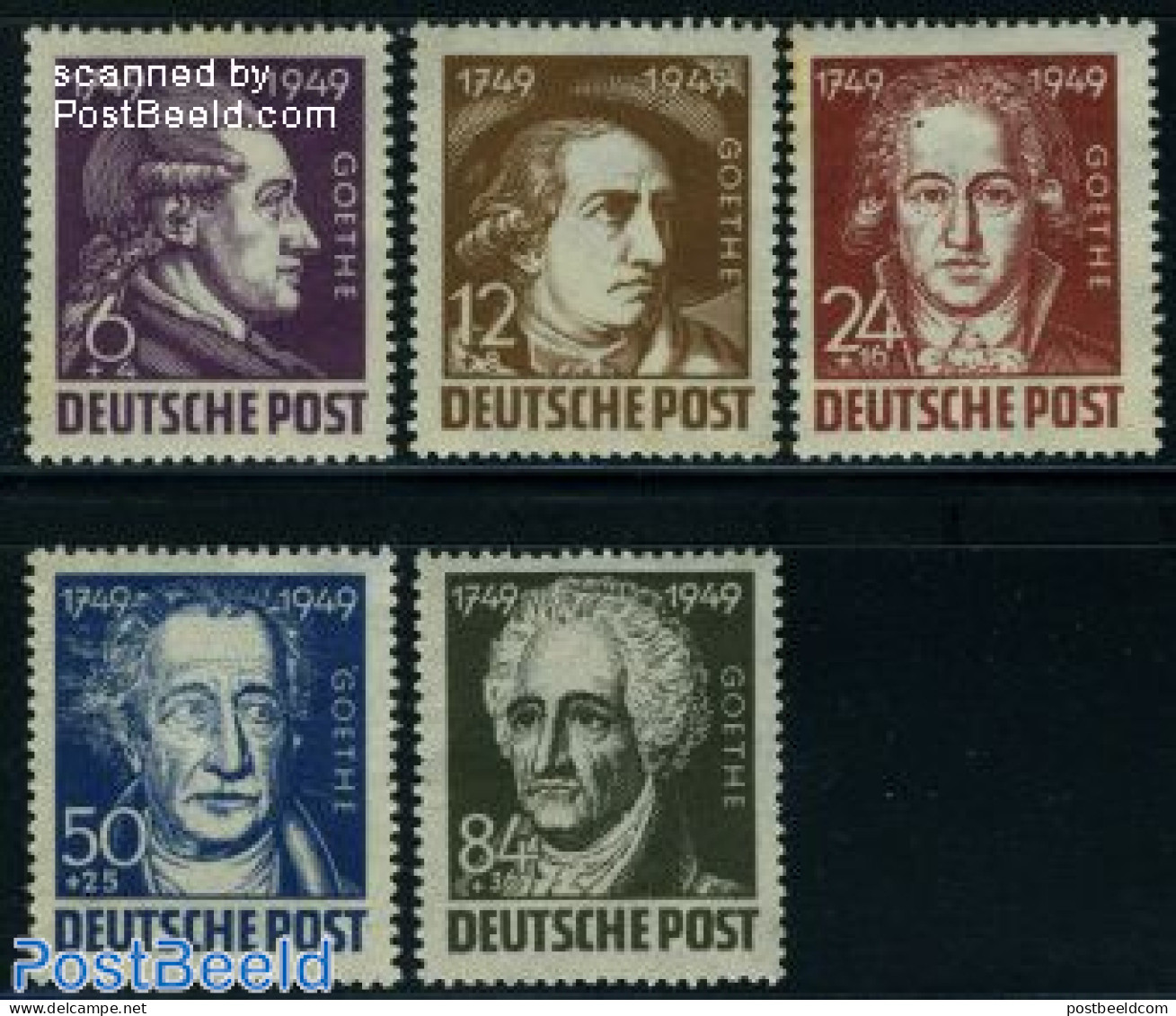 Germany, DDR 1949 W. Von Goethe 5v, Mint NH, Art - Authors - Unused Stamps