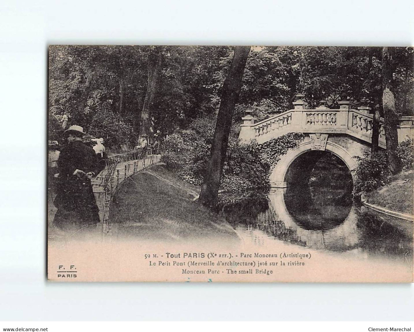 PARIS : Parc Monceau, Le Petit Pont Jeté Sur La Rivière - Très Bon état - Parken, Tuinen