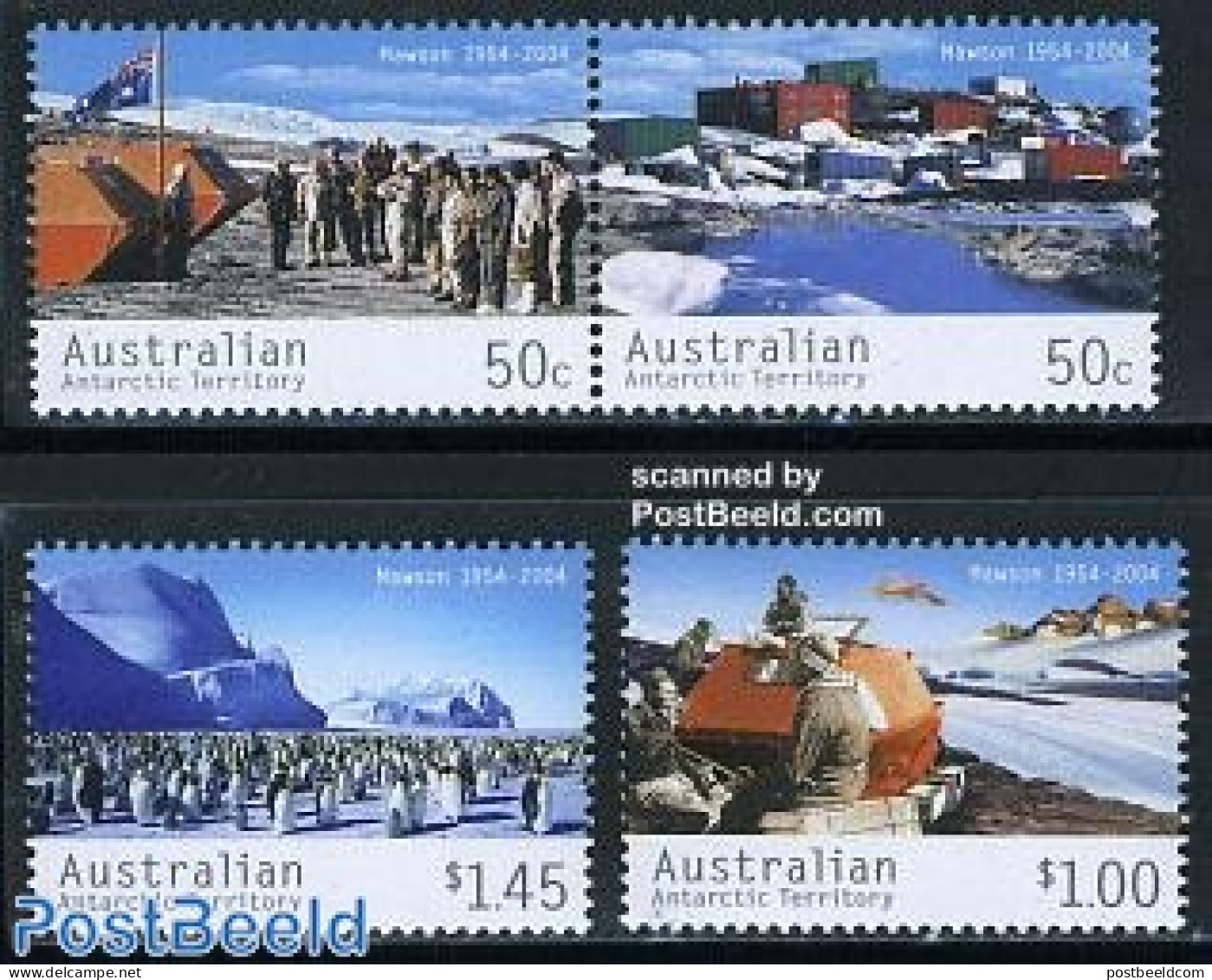 Australian Antarctic Territory 2004 Mawson Station 4v (2v+[:]), Mint NH, Nature - Science - Transport - Penguins - The.. - Avions