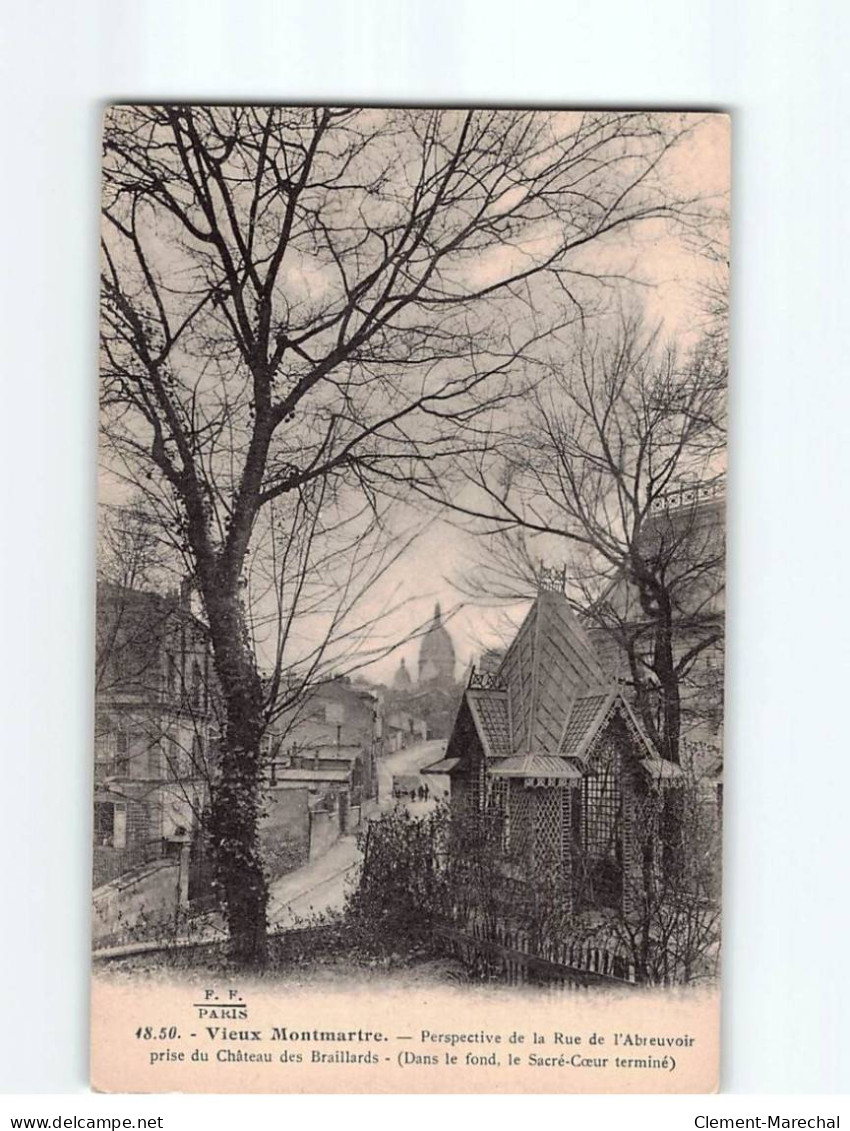 PARIS : Vieux Montmartre, Perspective De La Rue De L'Abreuvoir, Prise Du Château Des Braillards - état - Paris (18)