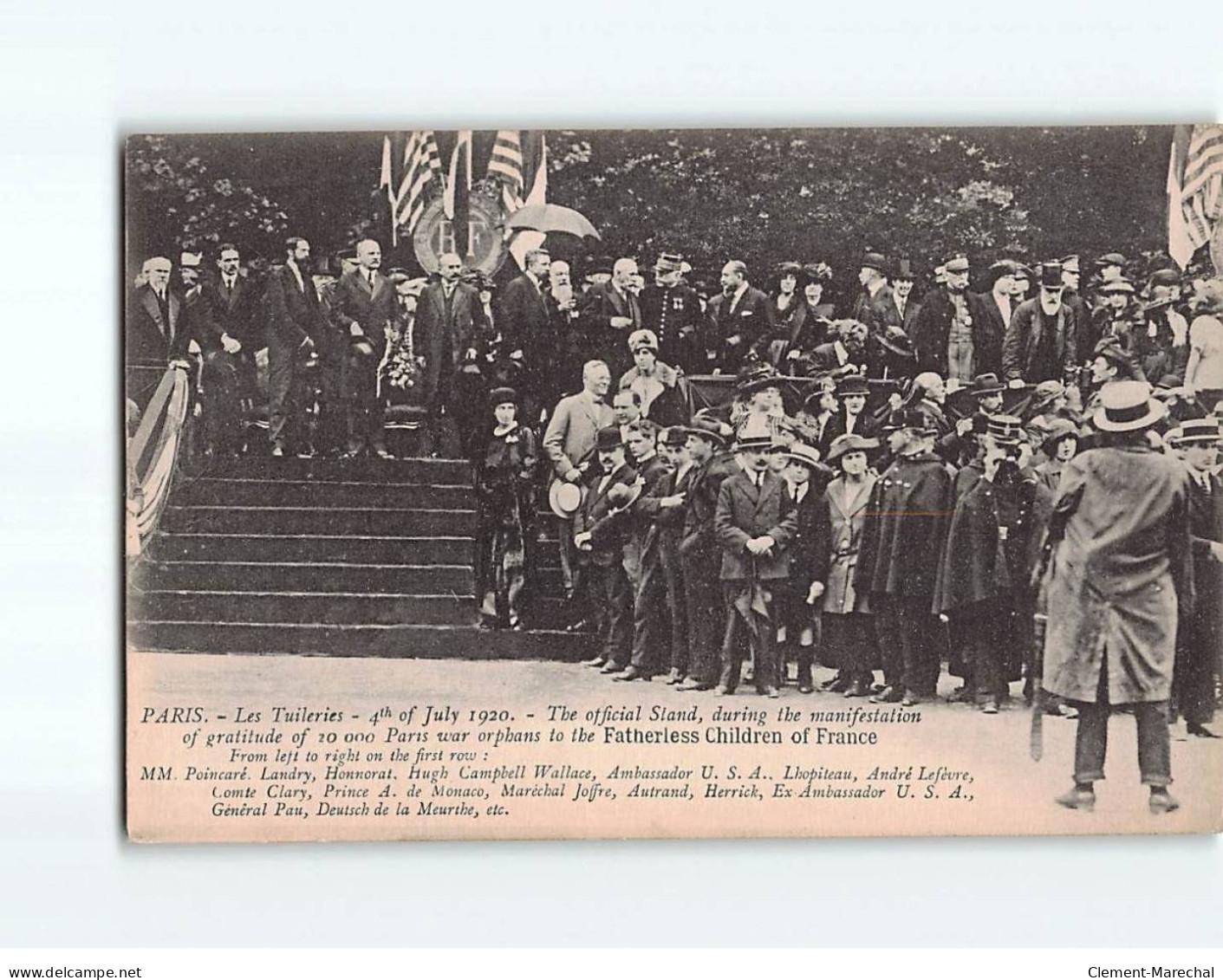 PARIS : Les Tuileries, Tribune Officielle Durant La Manifestation, 4 Juillet 1920 - Très Bon état - Parks, Gärten