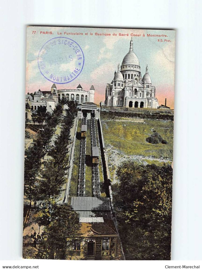 PARIS : Le Funiculaire Et La Basilique Du Sacré Coeur à Montmartre - état ( Partiellement Décollée ) - Transporte Público