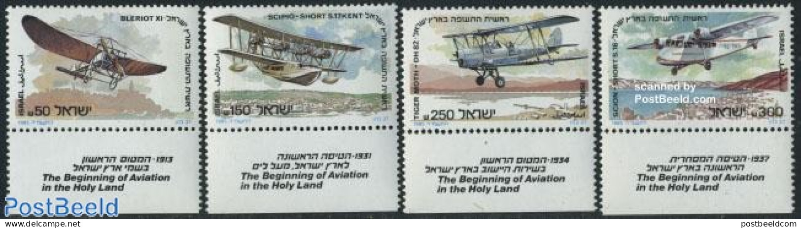 Israel 1985 Aeroplanes 4v, Mint NH, Transport - Aircraft & Aviation - Ongebruikt (met Tabs)