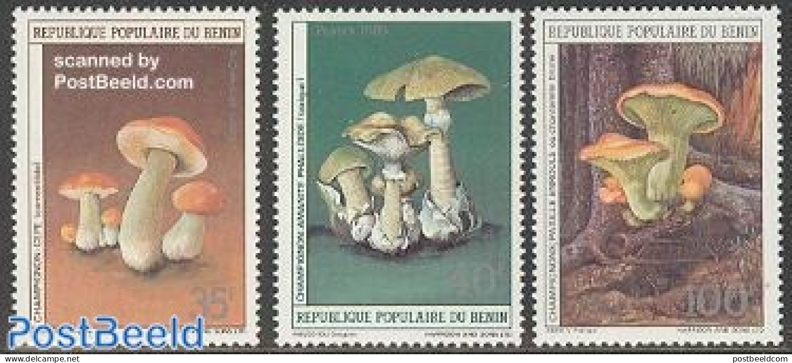 Benin 1985 Mushrooms 3v, Mint NH, Nature - Mushrooms - Unused Stamps