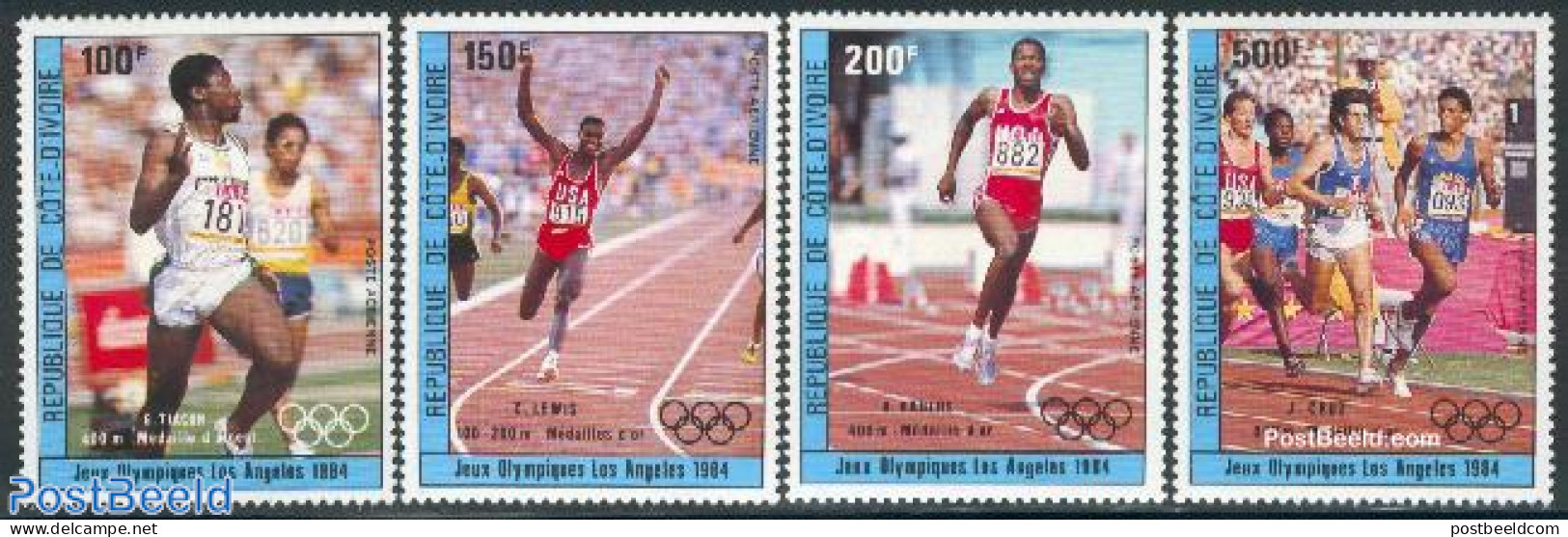 Ivory Coast 1984 Olympic Winners Los Angeles 4v, Mint NH, Sport - Athletics - Olympic Games - Unused Stamps