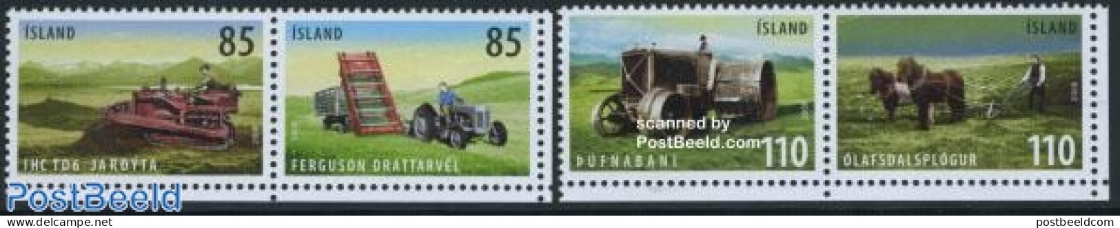 Iceland 2008 Old Agricultural Tools 4v, Mint NH, Nature - Various - Horses - Agriculture - Unused Stamps