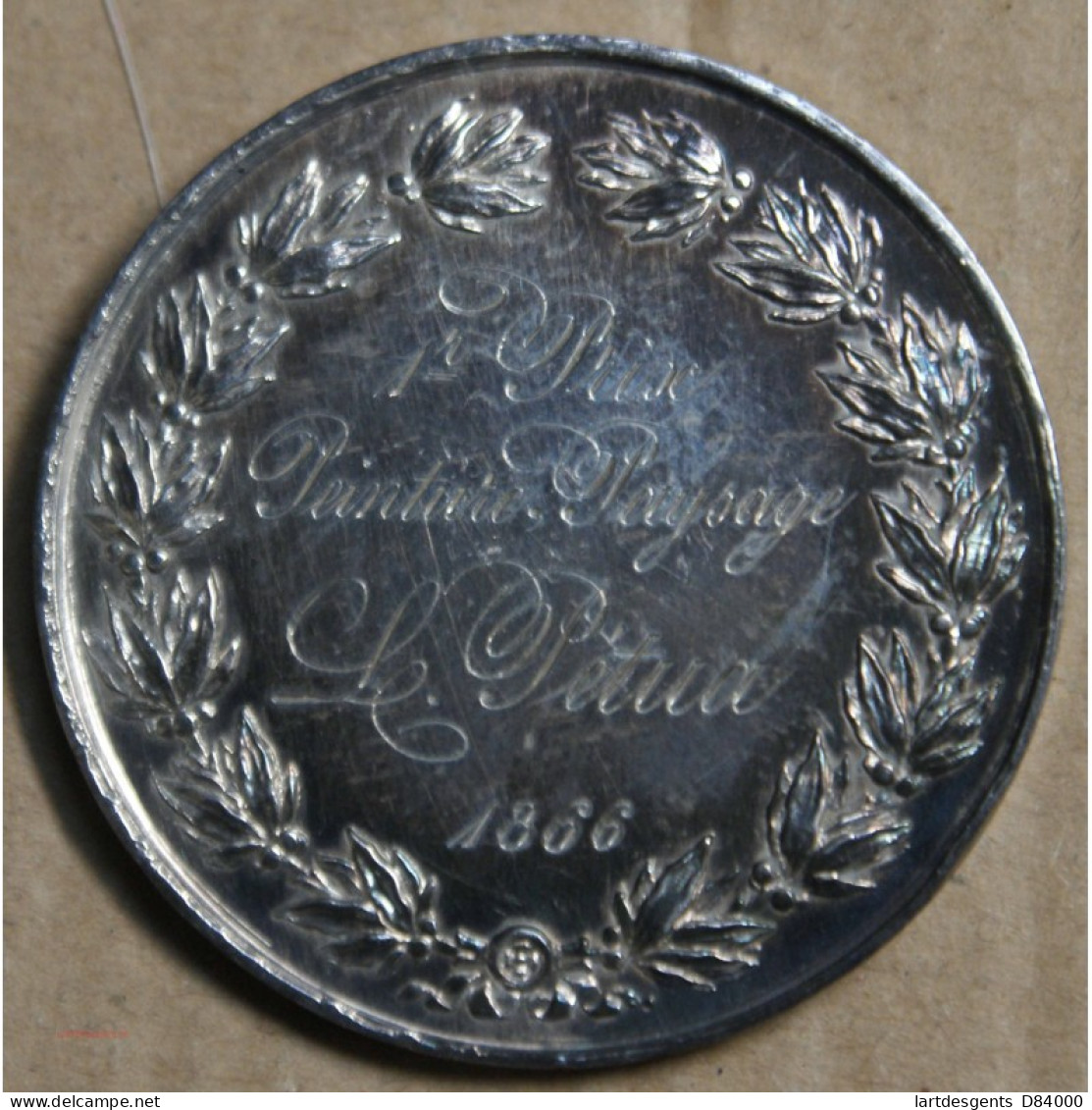 Médaille Argent Napoléon III "1er Prix Peinture Paysage" L. Pétua  1866 (6), Lartdesgents.fr - Royal / Of Nobility