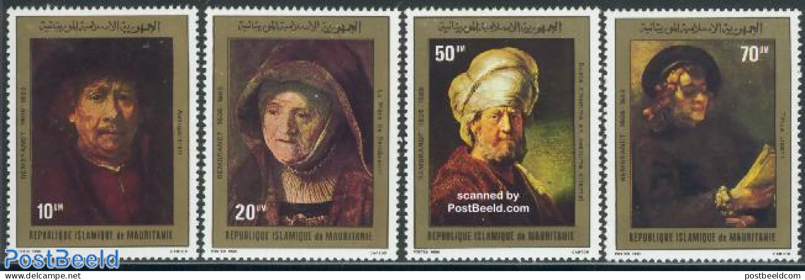 Mauritania 1980 Rembrandt Paintings 4v, Mint NH, Art - Paintings - Rembrandt - Sonstige & Ohne Zuordnung