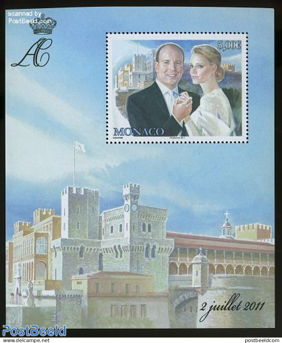 Monaco 2011 Prince Albert Wedding S/s, Mint NH, History - Kings & Queens (Royalty) - Unused Stamps