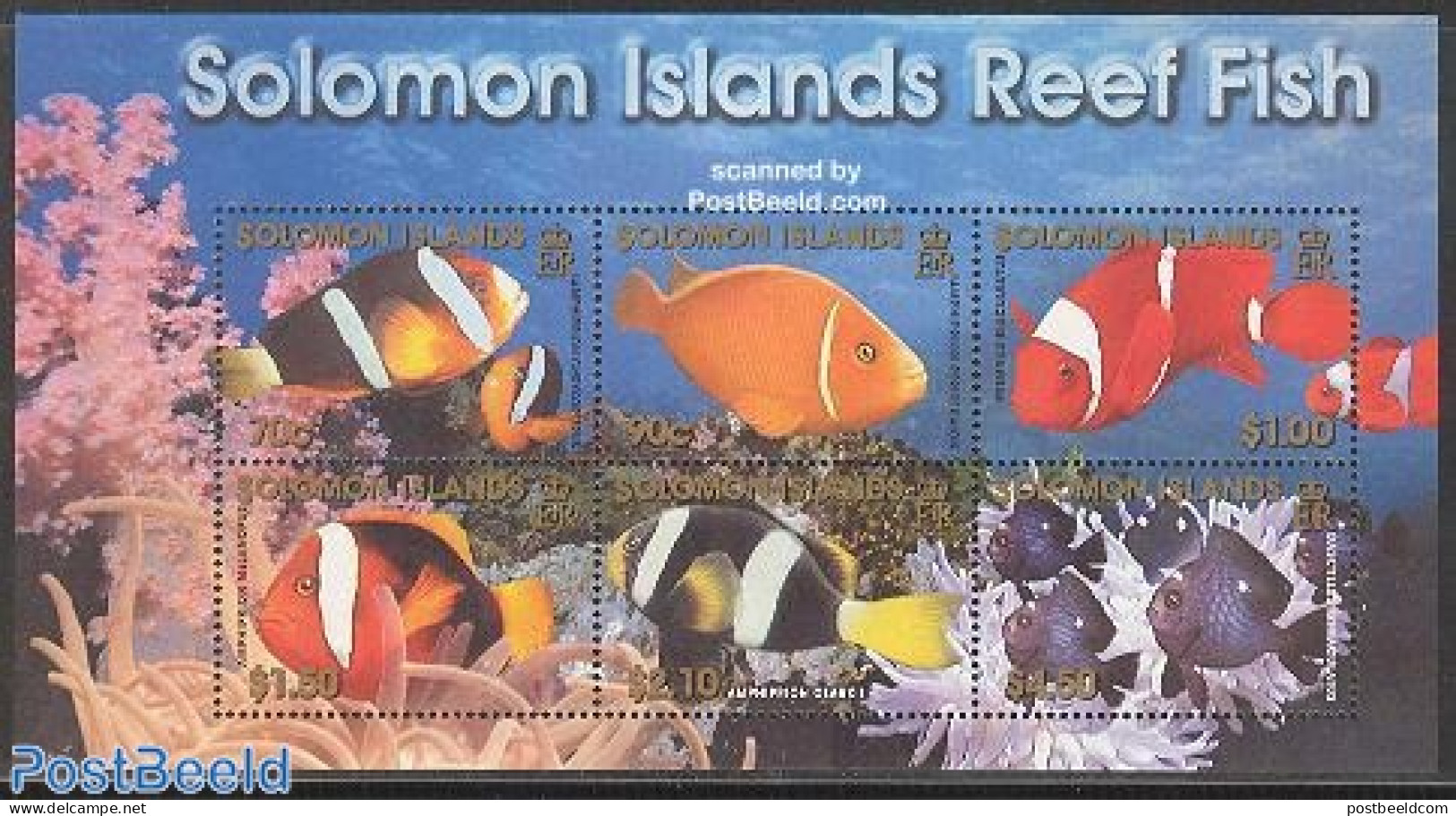 Solomon Islands 2001 Reef Fish S/s, Mint NH, Nature - Fish - Fishes