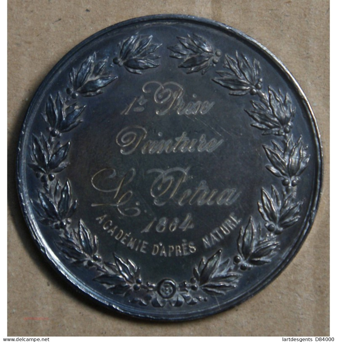 Médaille Argent Napoléon III "1er Prix Peinture Académie D'après Nature" 1864, Attribué à Pétua (19), Lartdesgents.fr - Monarchia / Nobiltà