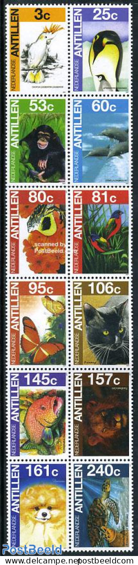 Netherlands Antilles 2007 Animals 12v [+++++], Mint NH, Nature - Birds - Butterflies - Cat Family - Cats - Fish - Monk.. - Vissen