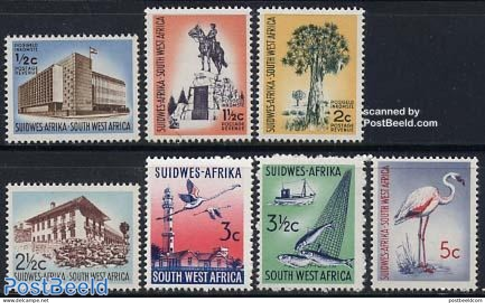 South-West Africa 1962 Definitives 7v, Mint NH, Nature - Transport - Various - Birds - Fishing - Horses - Trees & Fore.. - Vissen
