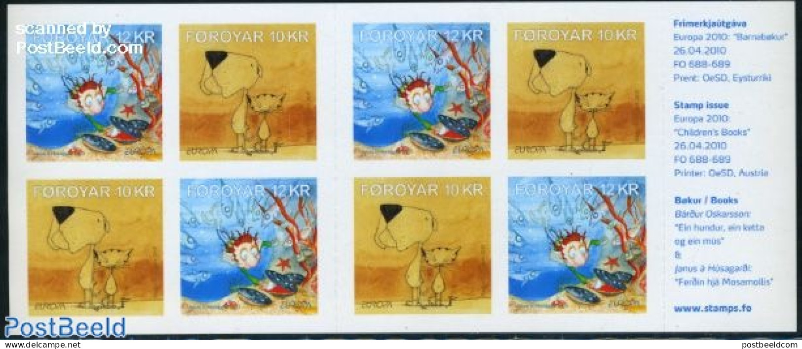 Faroe Islands 2010 Europa, Childrens Books Booklet, Mint NH, History - Nature - Europa (cept) - Cats - Dogs - Fish - S.. - Vissen