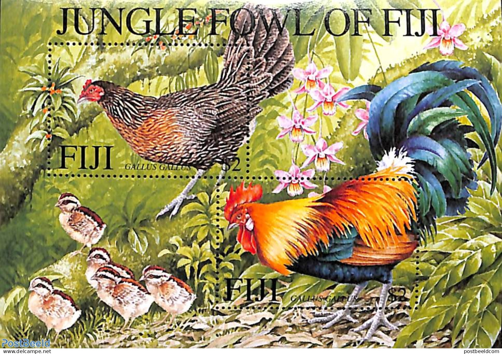 Fiji 2001 Jungle Fowl S/s, Mint NH, Nature - Birds - Poultry - Sonstige & Ohne Zuordnung