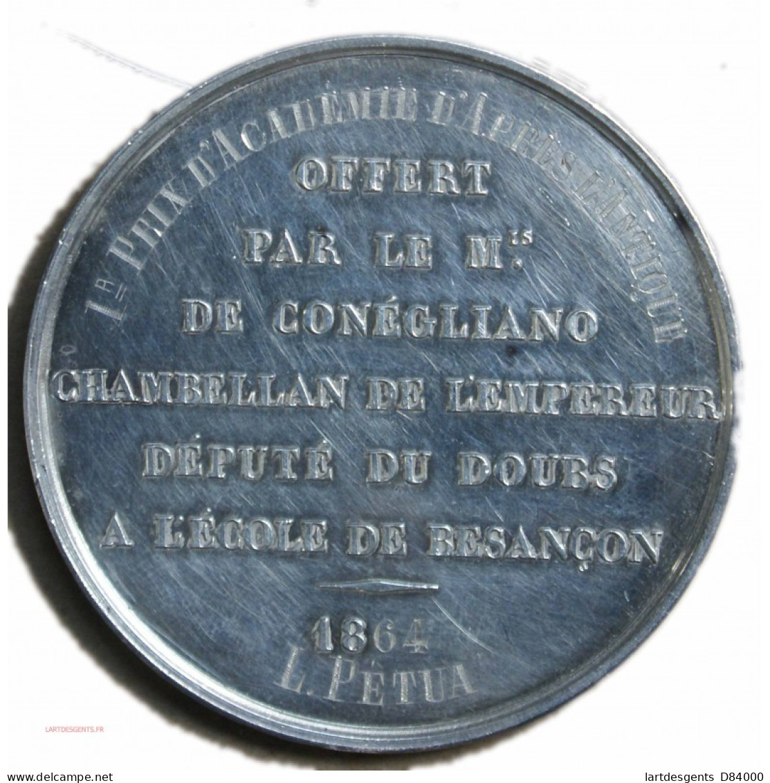 Médaille Argent Napoléon III "1er Prix Académie D'après L'Antique"1864, Attribué à Pétua (28), Lartdesgents.fr - Royal / Of Nobility