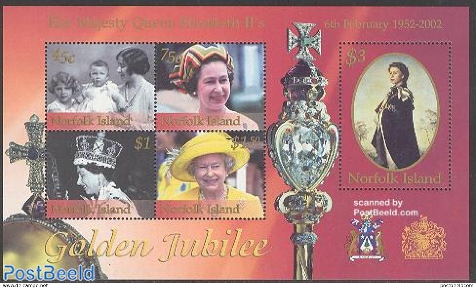 Norfolk Island 2002 Elizabeth II Golden Jubilee S/s, Mint NH, History - Kings & Queens (Royalty) - Koniklijke Families