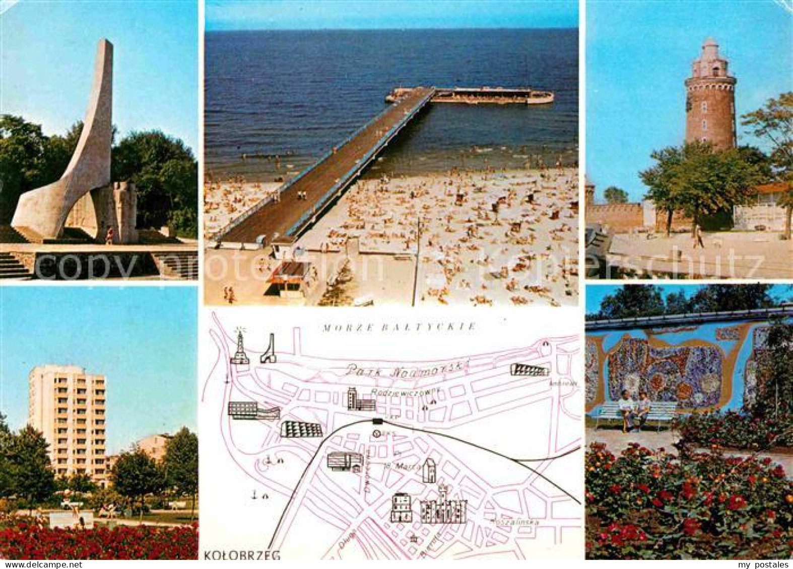 72734907 Kolobrzeg Polen Denkmal Strand Turm Hochhaus Stadtplan Kolobrzeg Polen - Pologne