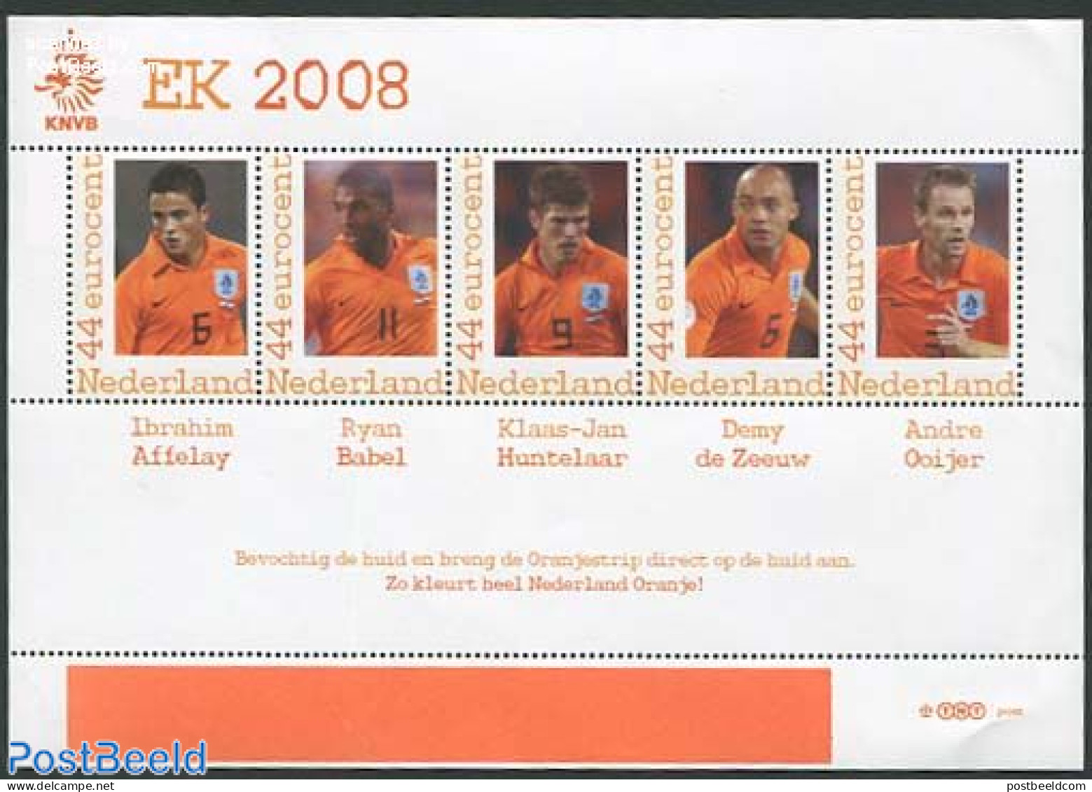 Netherlands - Personal Stamps TNT/PNL 2008 EC Football 5v M/s, Mint NH, Sport - Football - Andere & Zonder Classificatie