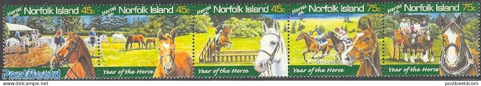 Norfolk Island 2003 Year Of The Horse 5v [::::], Mint NH, Nature - Horses - Autres & Non Classés