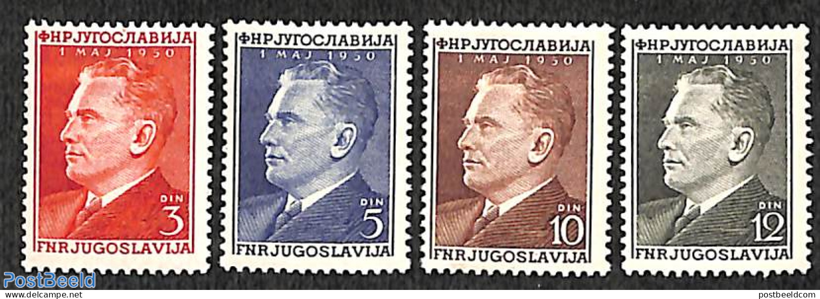 Yugoslavia 1950 Labour Day 4v, Mint NH, History - Politicians - Unused Stamps