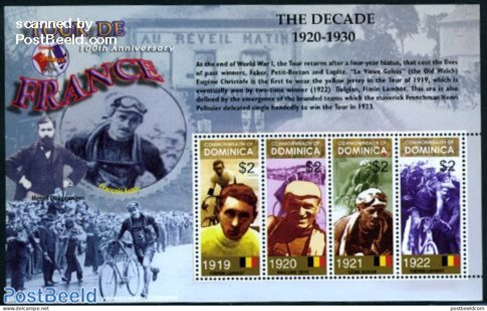 Dominica 2003 Tour De France 4v M/s, Mint NH, Sport - Cycling - Sport (other And Mixed) - Cycling