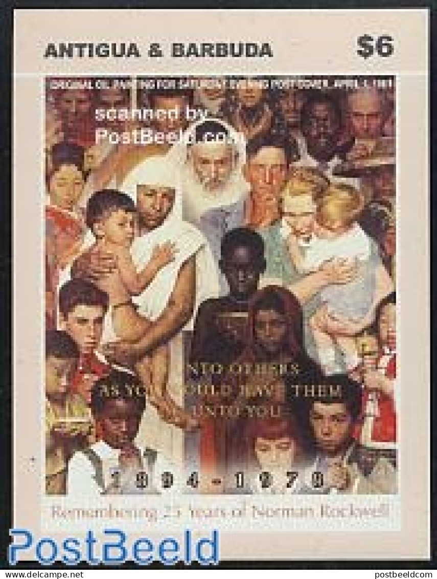 Antigua & Barbuda 2004 N. Rockwell S/s, Mint NH, Art - Modern Art (1850-present) - Norman Rockwell - Antigua And Barbuda (1981-...)