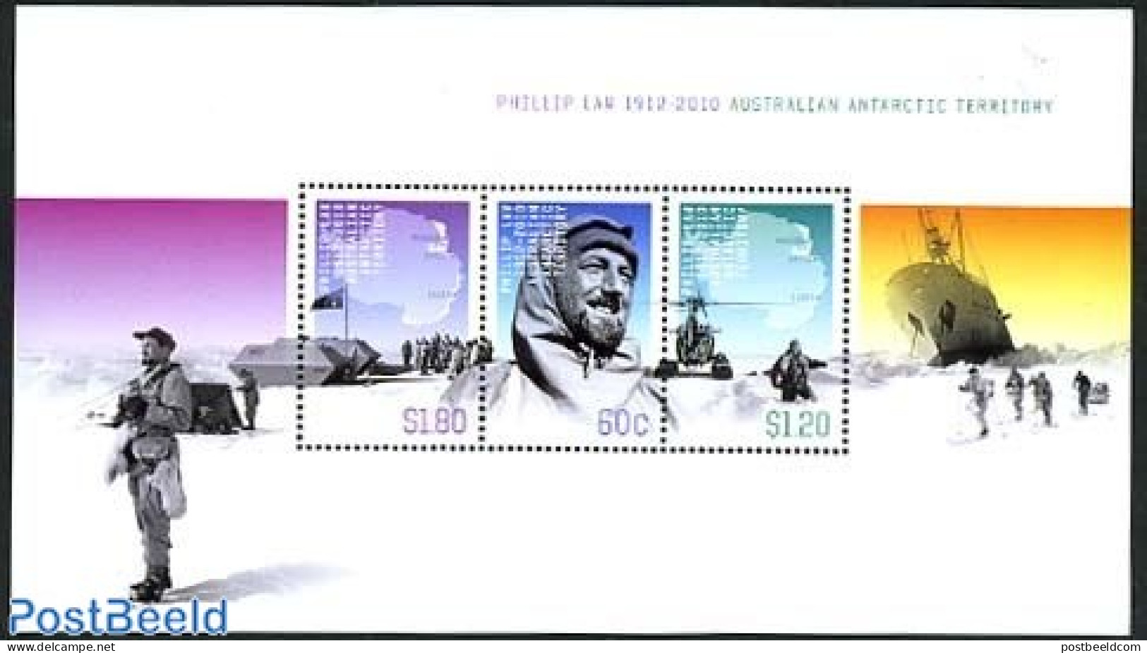 Australian Antarctic Territory 2012 Phillip Law S/s, Mint NH, Science - Transport - Various - The Arctic & Antarctica .. - Hubschrauber