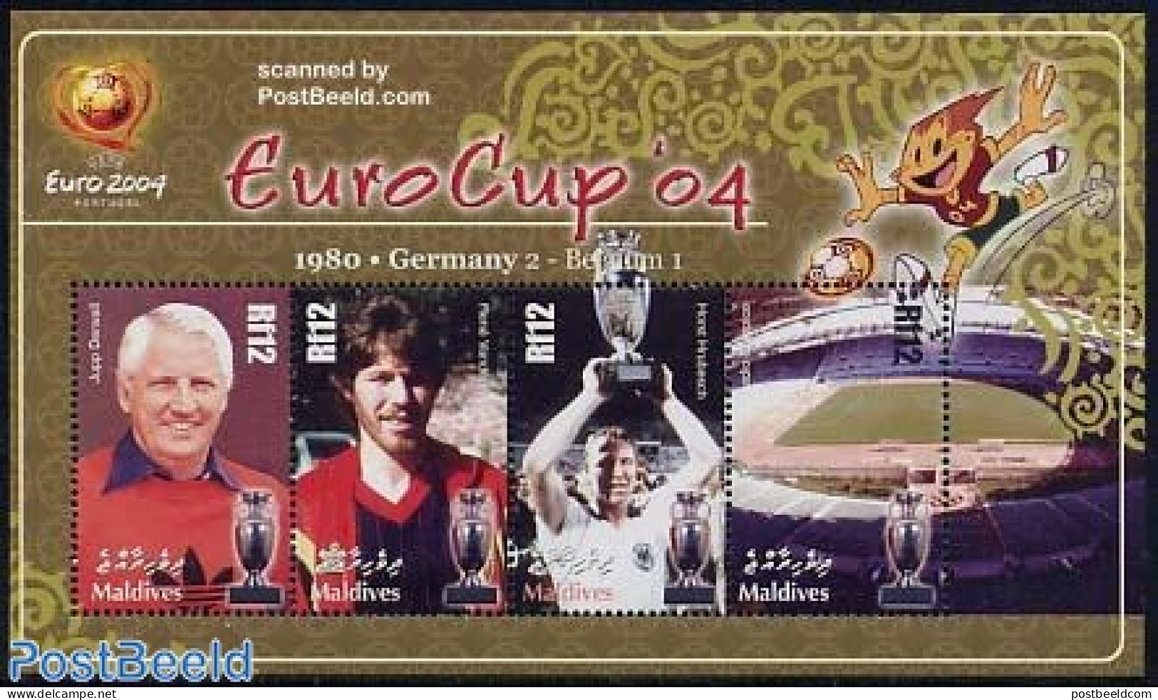 Maldives 2005 EC Football 4v M/s, Jupp Derwall, Mint NH, Sport - Football - Malediven (1965-...)