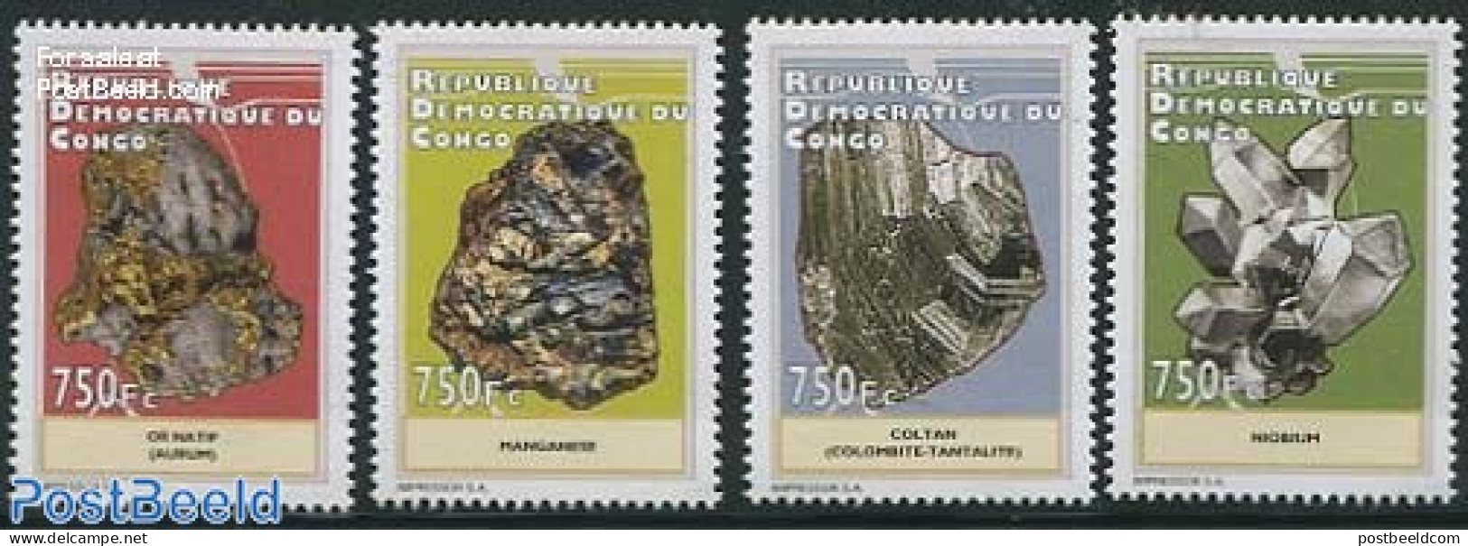 Congo Dem. Republic, (zaire) 2012 Minerals 4v, Mint NH, History - Geology - Sonstige & Ohne Zuordnung