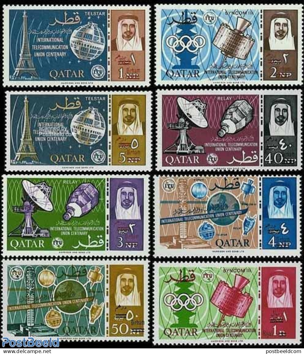 Qatar 1966 ITU Centenary 8v, Mint NH, Science - Sport - Transport - Telecommunication - Olympic Games - Space Explorat.. - Telecom