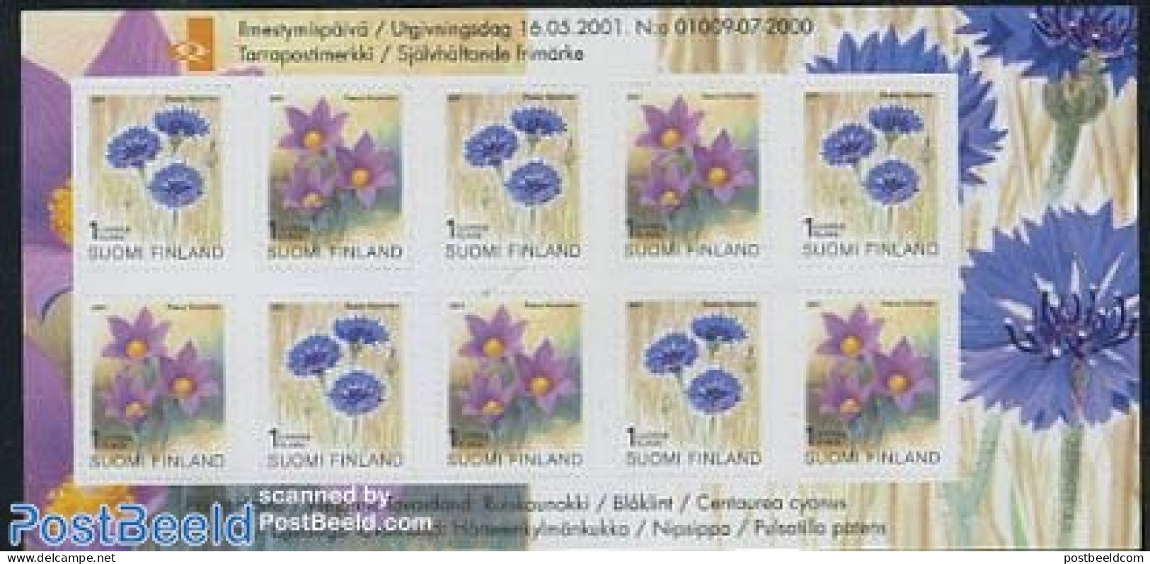 Finland 2001 Flowers M/s, Mint NH, Nature - Flowers & Plants - Ungebraucht