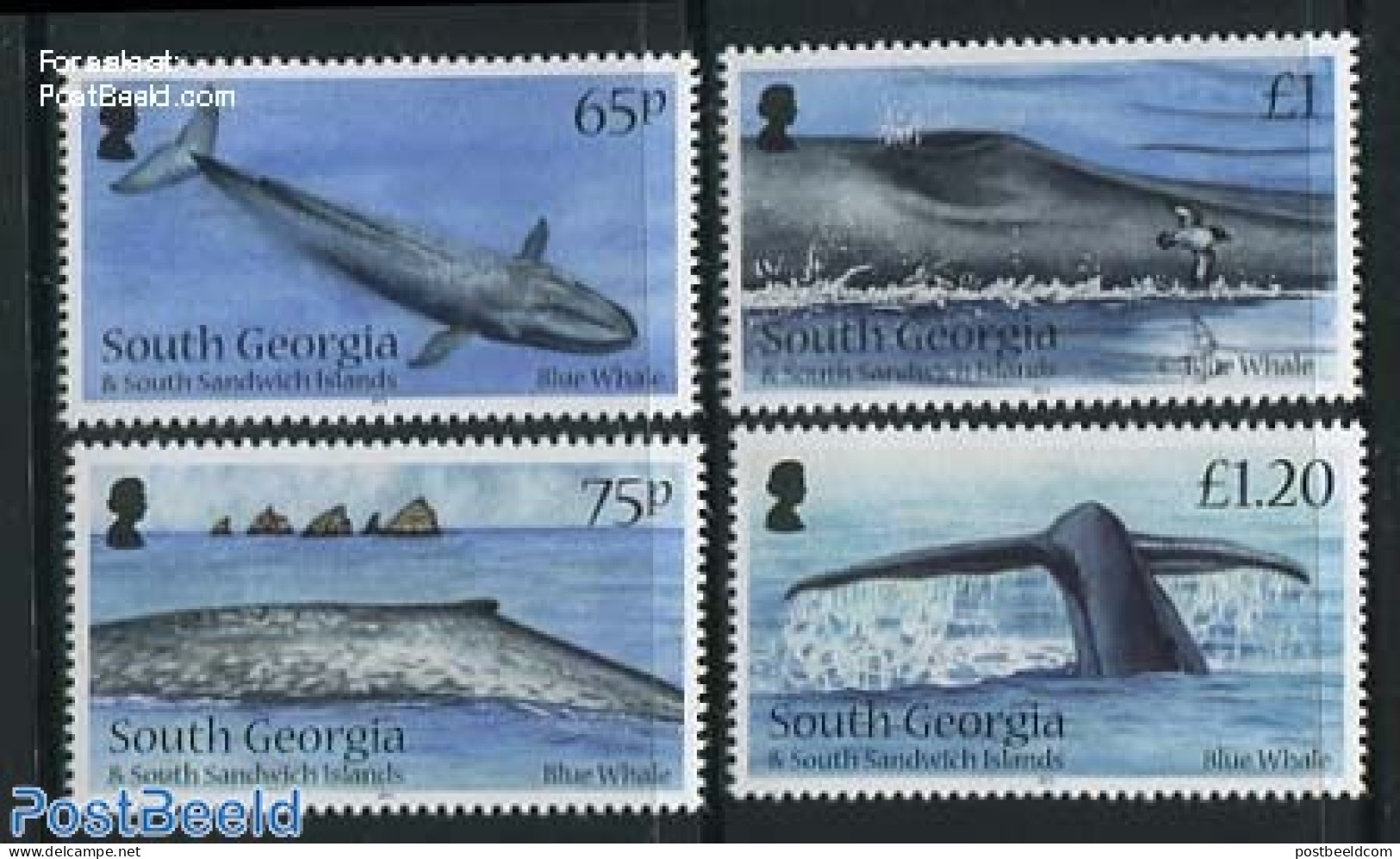 South Georgia / Falklands Dep. 2012 Blue Whale 4v, Mint NH, Nature - Birds - Sea Mammals - Other & Unclassified