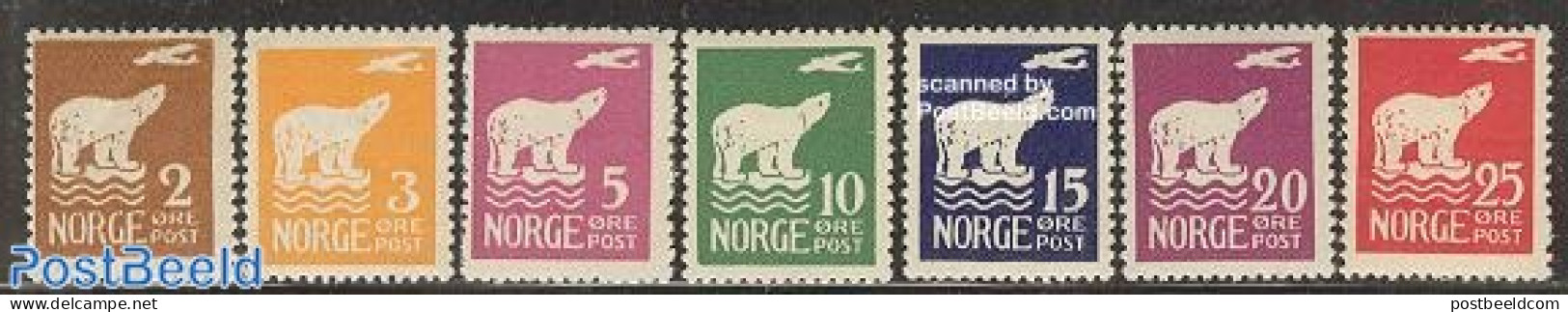 Norway 1925 Amundsen Polar Expedition 7v, Unused (hinged), History - Nature - Science - Transport - Explorers - Animal.. - Unused Stamps