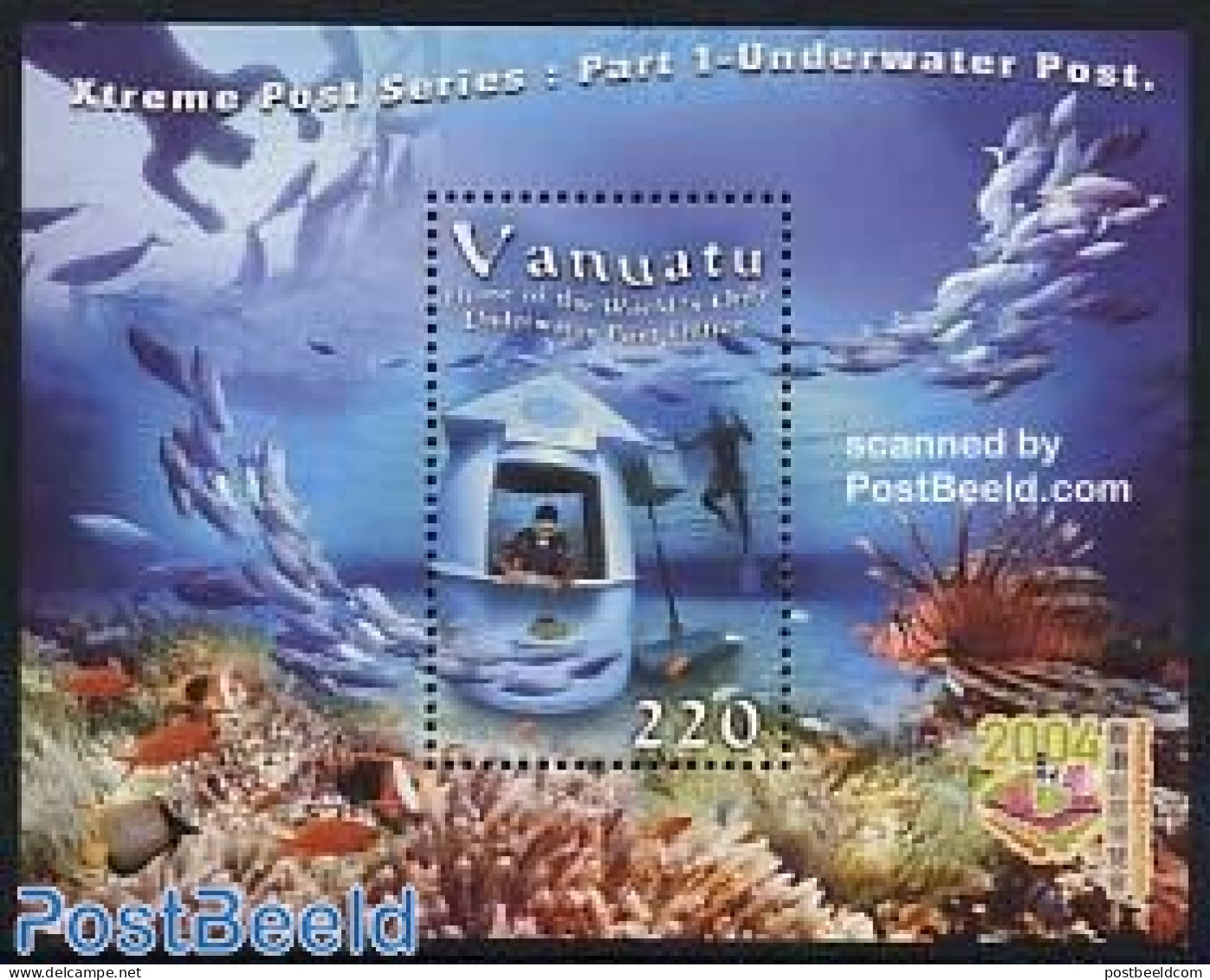 Vanuatu 2004 Unsderwater Post Office S/s, Mint NH, Nature - Sport - Fish - Diving - Post - Fische