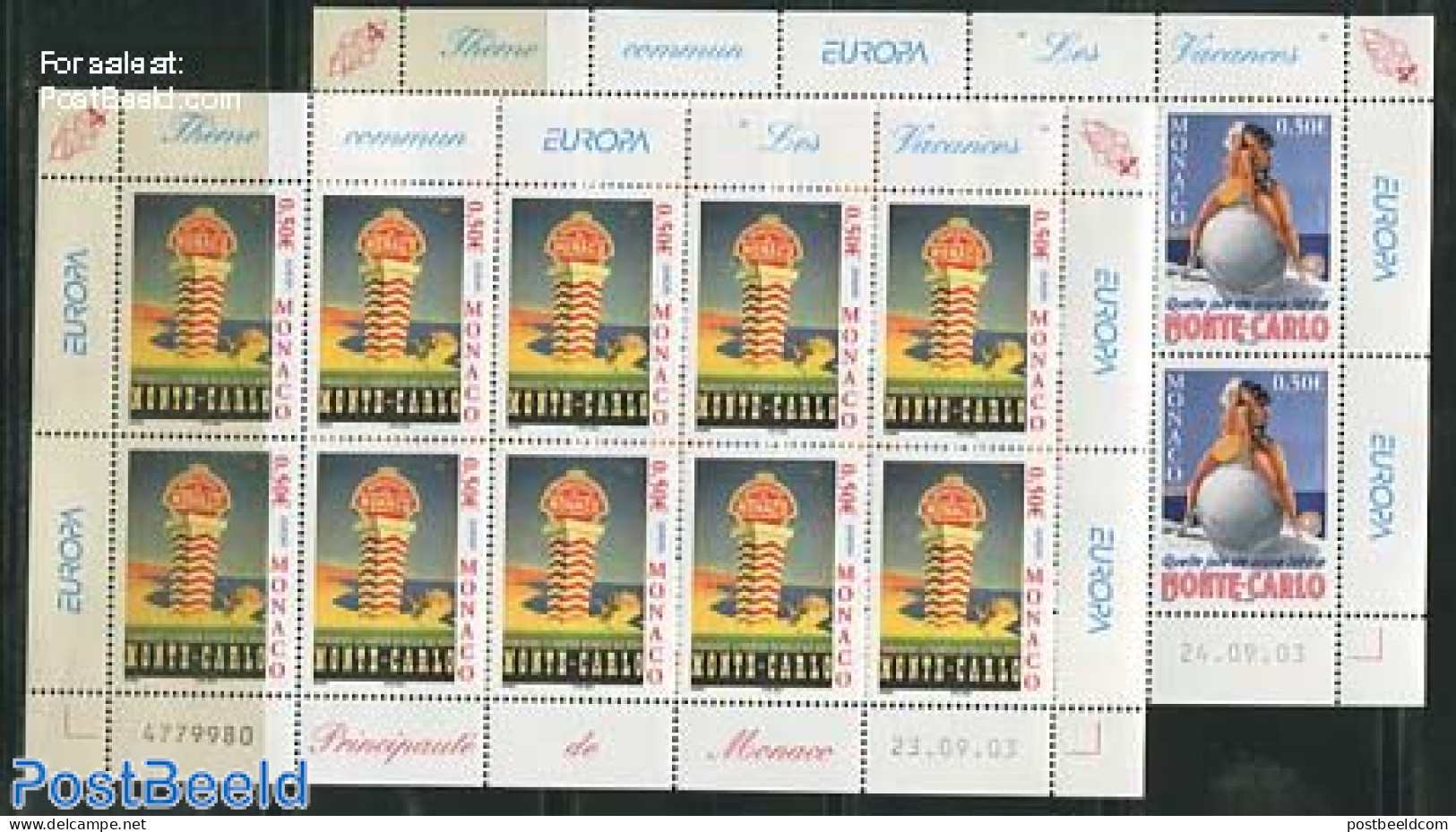 Monaco 2004 Europa 2 M/ss, Mint NH, History - Various - Europa (cept) - Tourism - Art - Poster Art - Unused Stamps