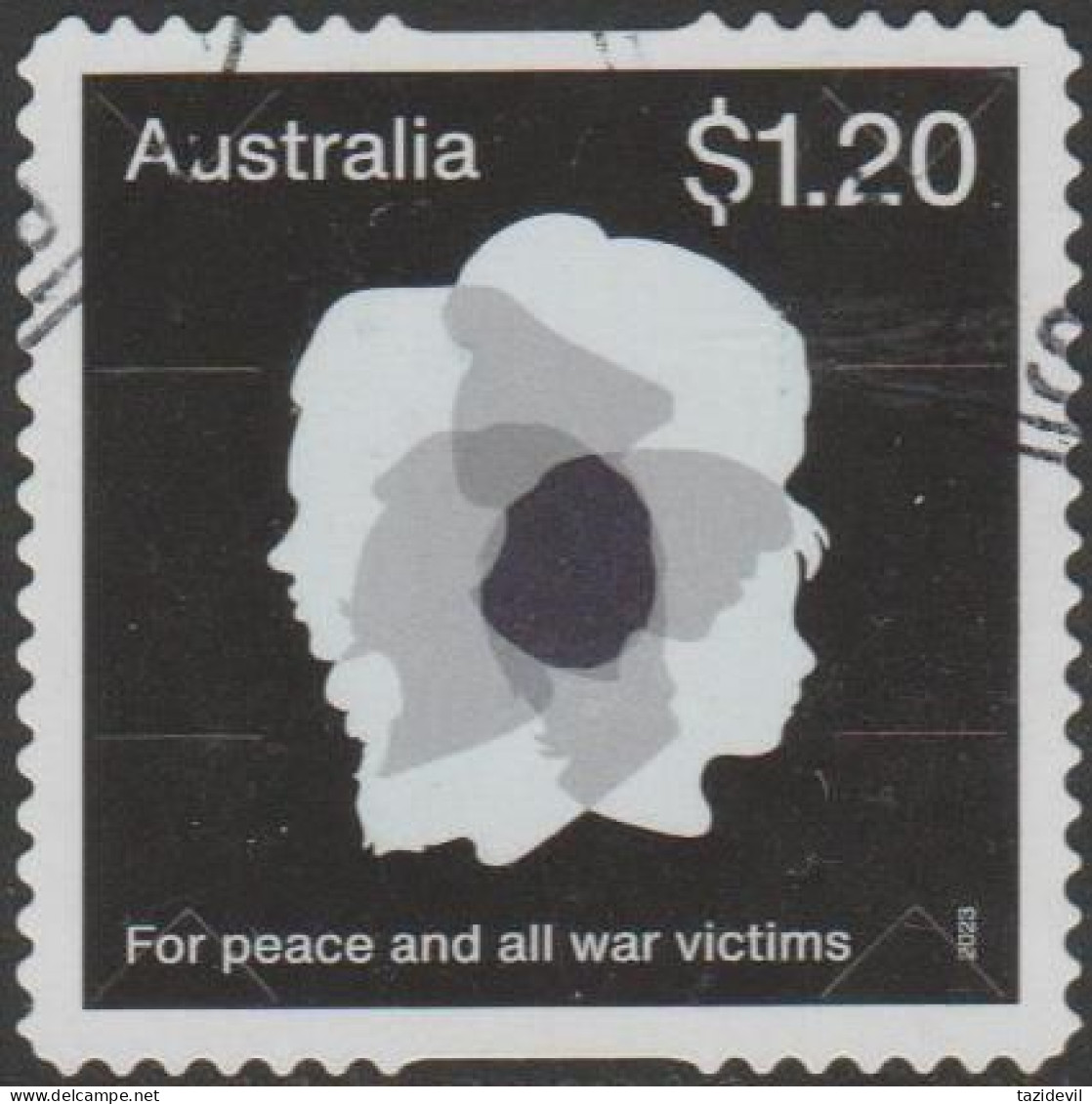 AUSTRALIA - DIE-CUT-USED 2023 $1.20 Poppies Of Remembrance - White - For Peace And All War Victims - Oblitérés