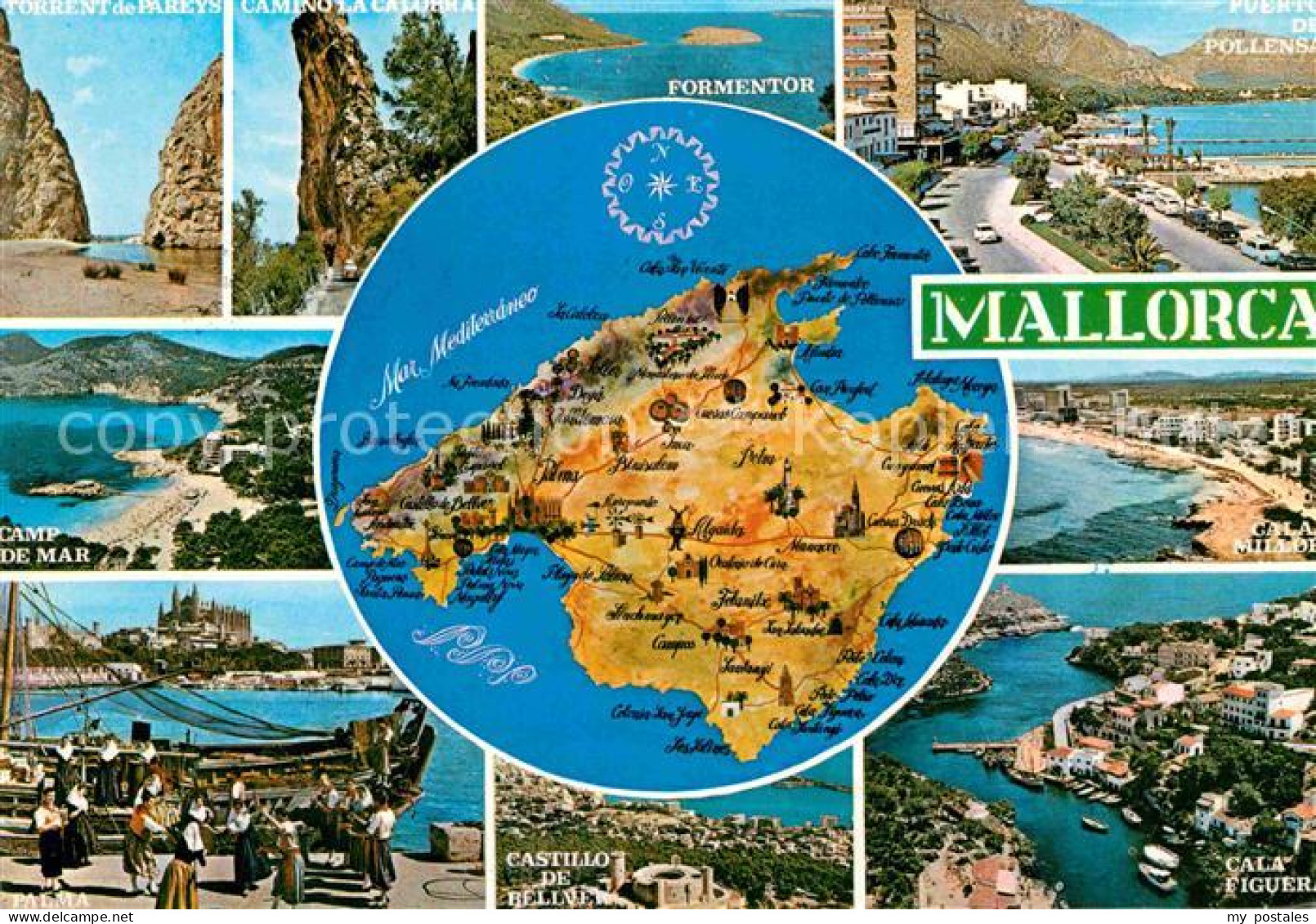 72733940 Mallorca Kuestenstaedte Der Insel Landkarte Spanien - Other & Unclassified